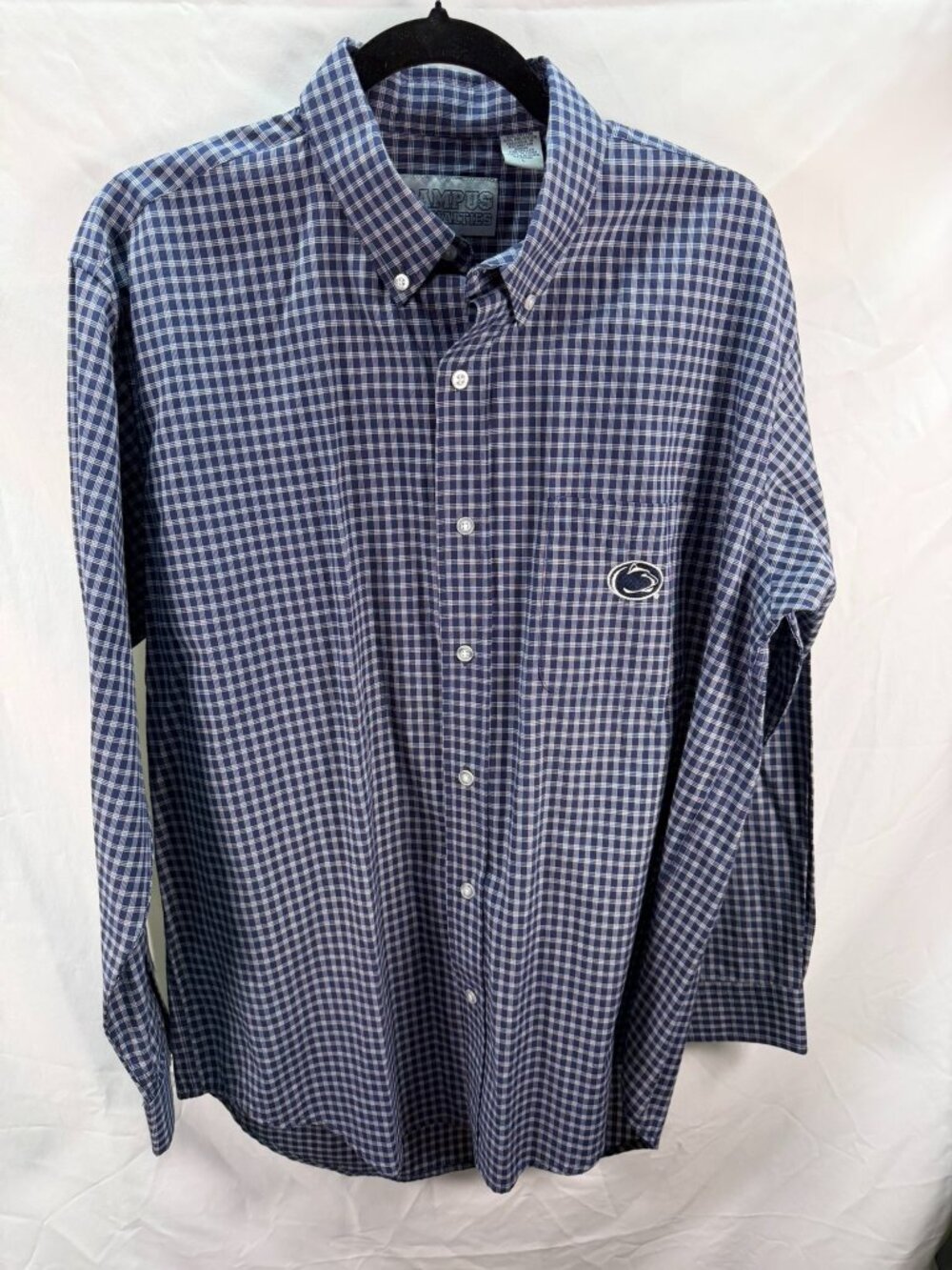 Campus Specialties Large Penn State Nittany Lions Gingham Button Down Shirt Navy